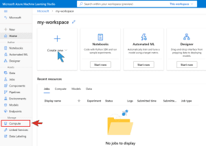 Set up a workspace in the Azure portal