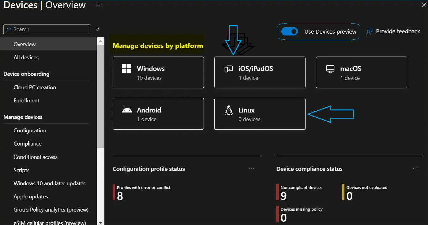 Discover New Devices Experience in Microsoft Intune Admin Portal