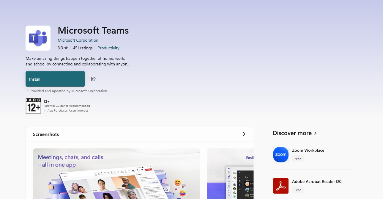 Microsoft Teams From Microsoft Store