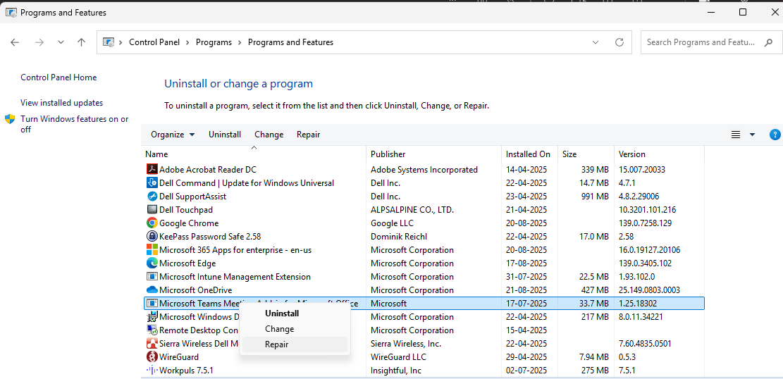 Reinstall Microsoft Teams