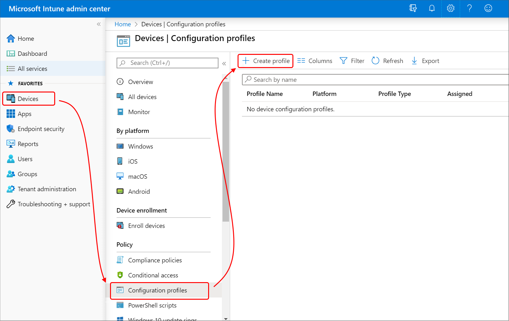 Device Configuration Profiles in Intune