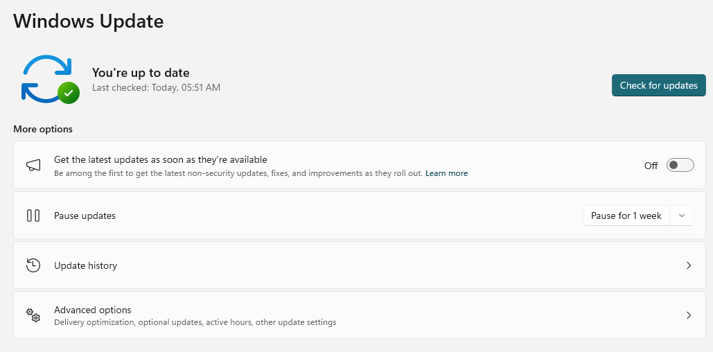 Check for Windows or system updates