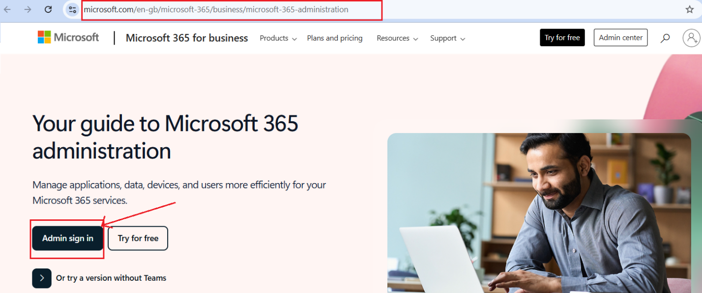 Sign in to Microsoft 365 Admin Center